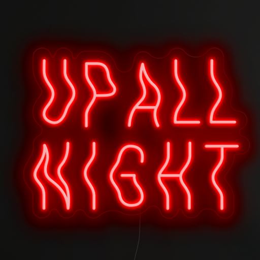 Up All Night Neon Sign in hot mama red