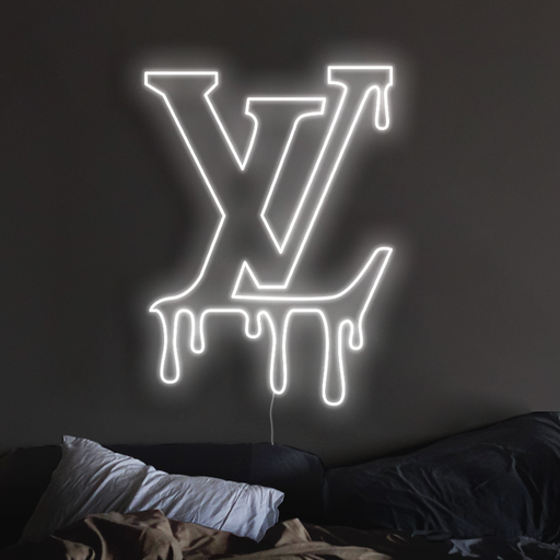 Dripping LV Neon Sign in Snow White