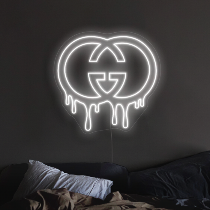 Dripping Gucci LED Neon Sign in Snow White