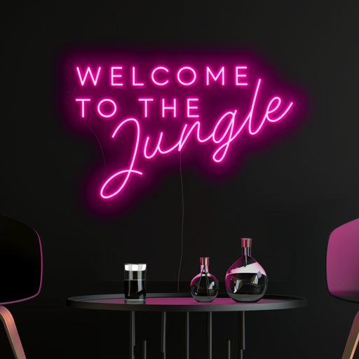 Welcome to the jungle neon sign in love potion pink