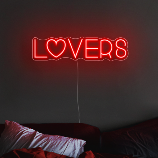 Lover Neon Sign In Hot Mama Red