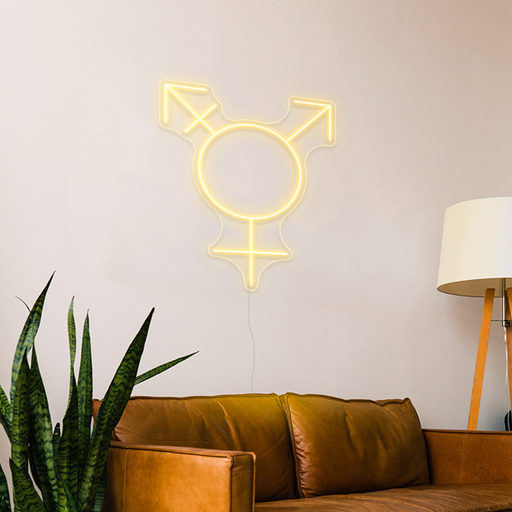 Transgender Symbol Neon Sign in Paradise Yellow