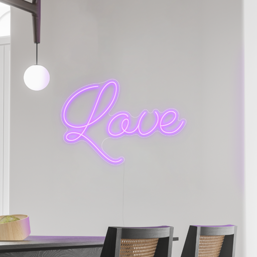 Love LED Neon Sign in Hopeless Romantic Purple