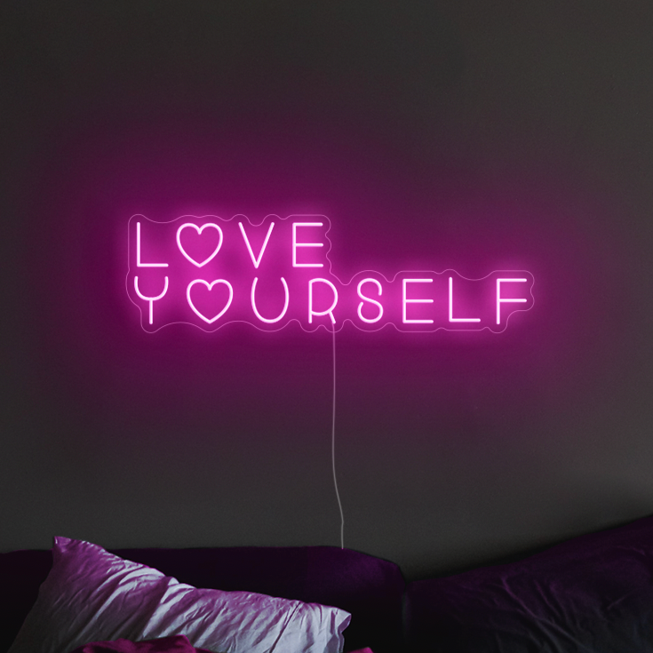 Love yourself Neon Sign in Love Potion Pink