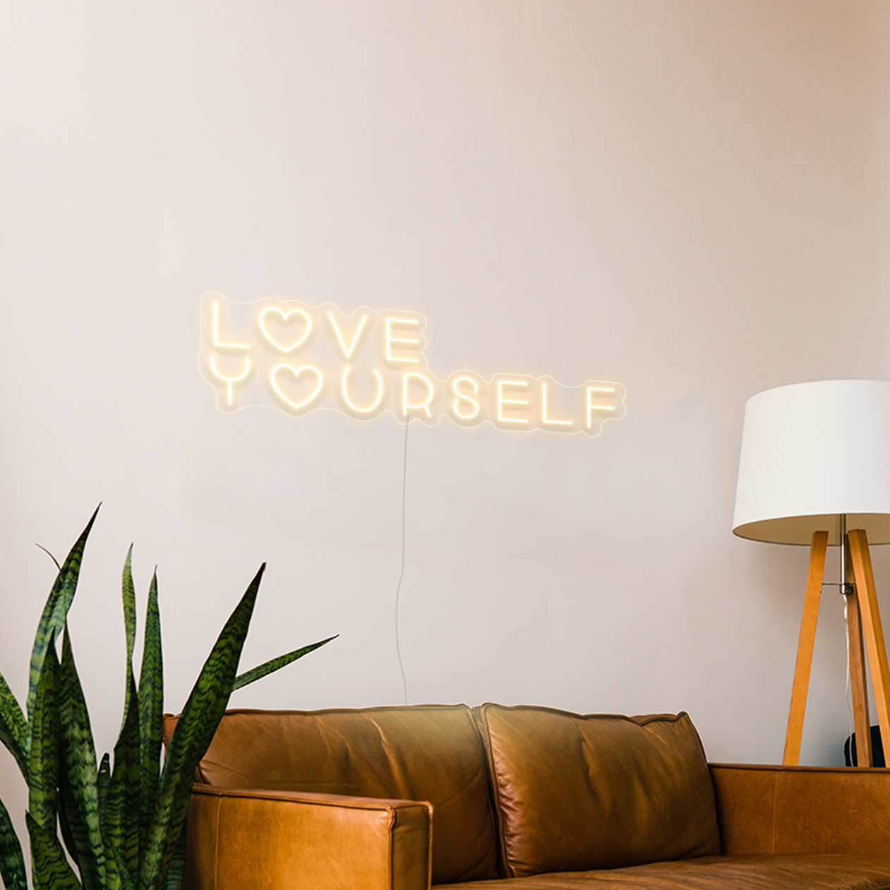 Love yourself Neon Sign in Cosy Warm White