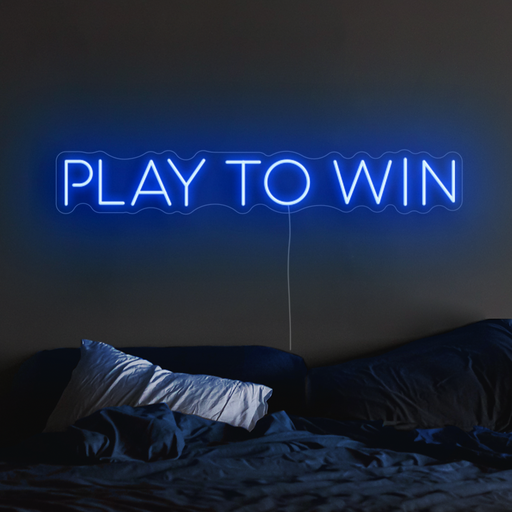 Play to win Neon Sign in Santorini Blue
