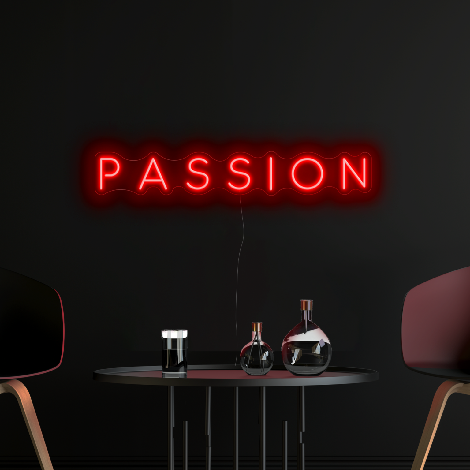 Passion Neon Sign in hot mama red