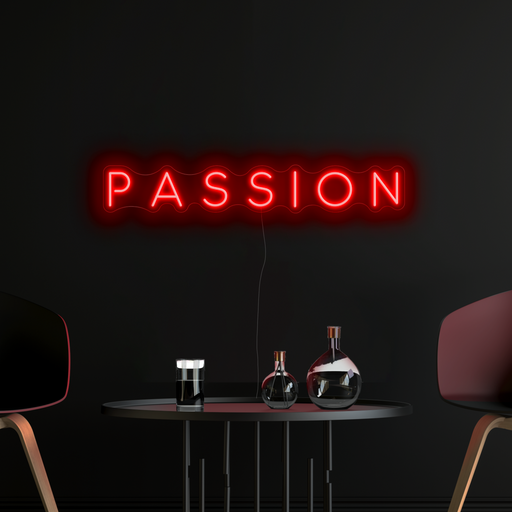 Passion Neon Sign in hot mama red