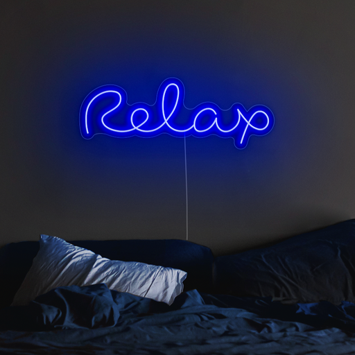 Relax Neon Sign In Santorini Blue