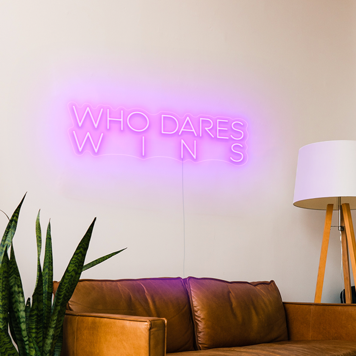 Who dares, wins LED Neon Sign in hopeless romantic purple