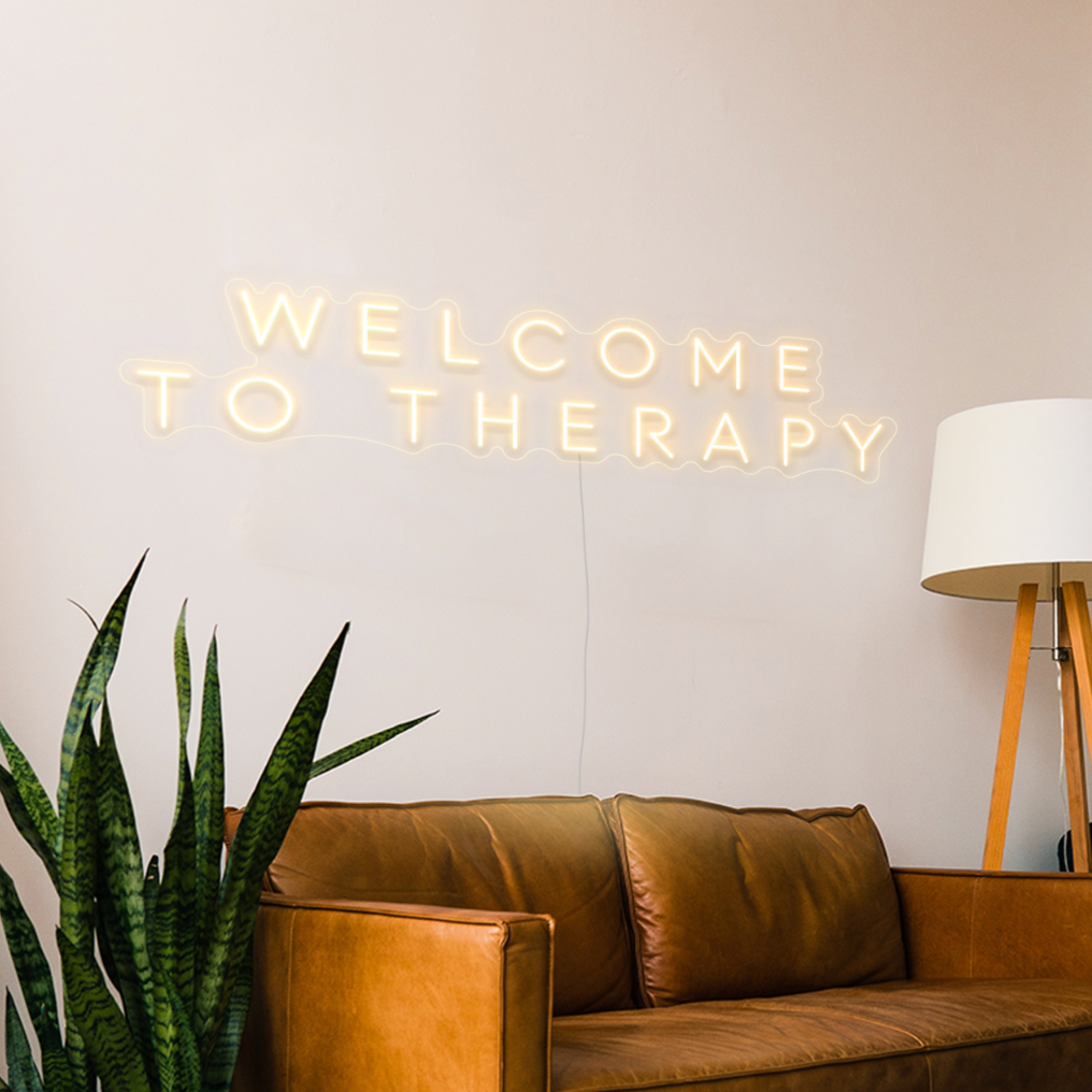 Welcome to Therapy LED Neon Sign in Cosy Warm White