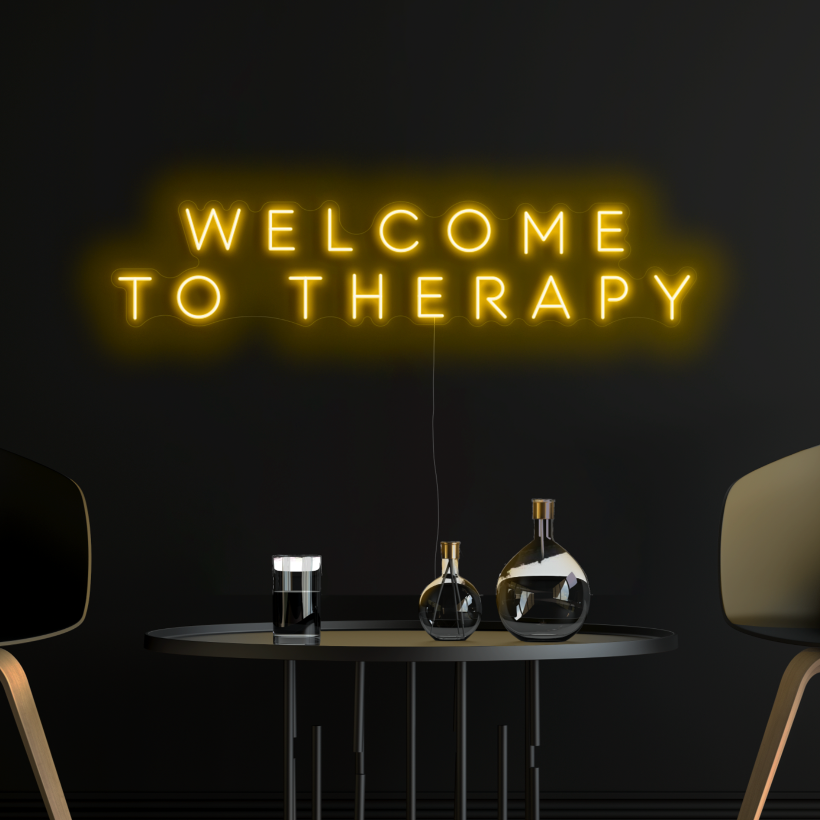 Welcome to Therapy Neon Light in Paradise Yellow