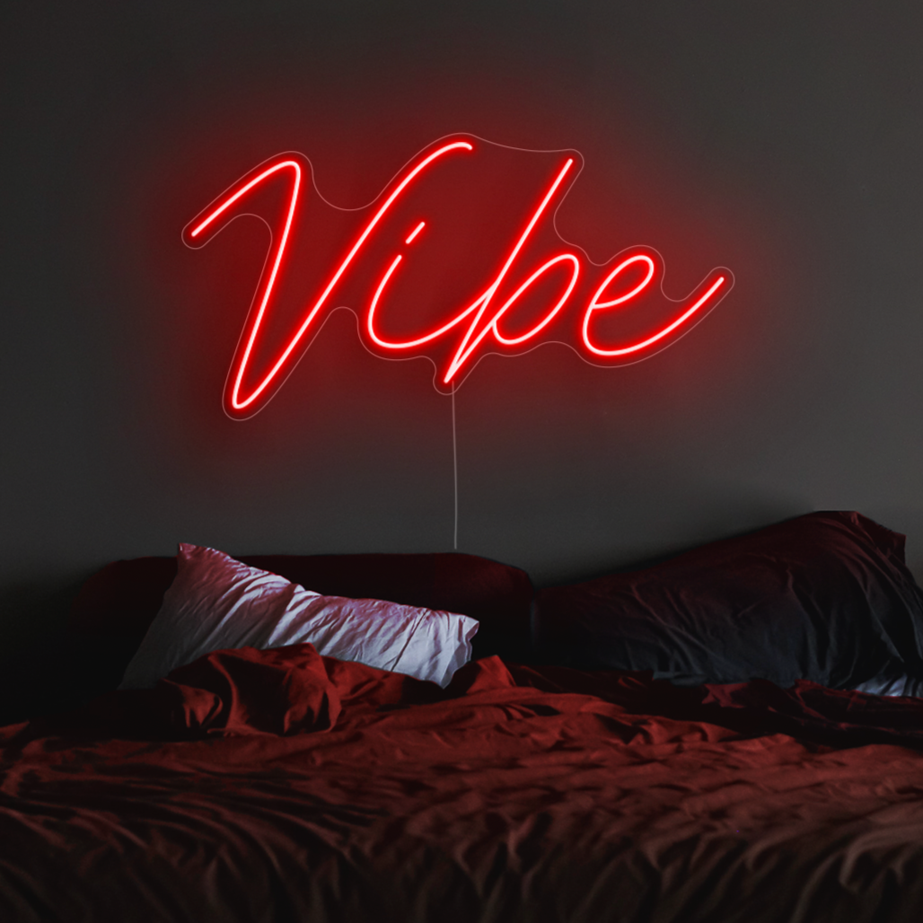 Vibe Neon Sign in hot mama red