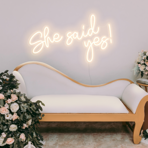 She Said Yes! Neon Sign in Cosy Warm White