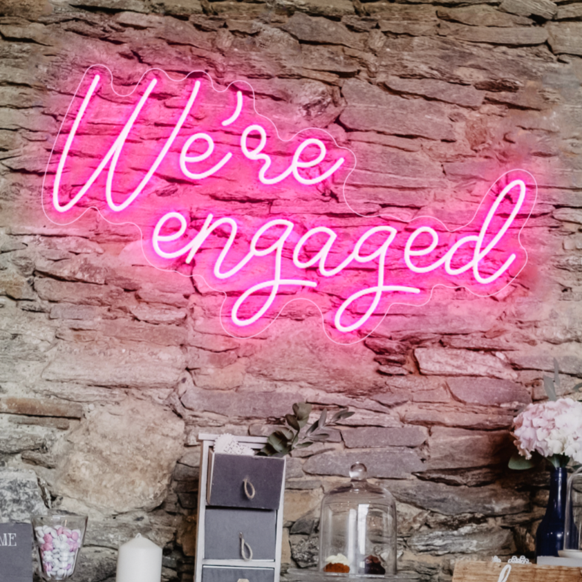 We're Engaged! Neon Light in love potion pink