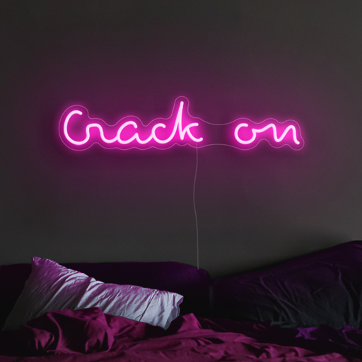Crack On Neon Sign in Love Potion pink