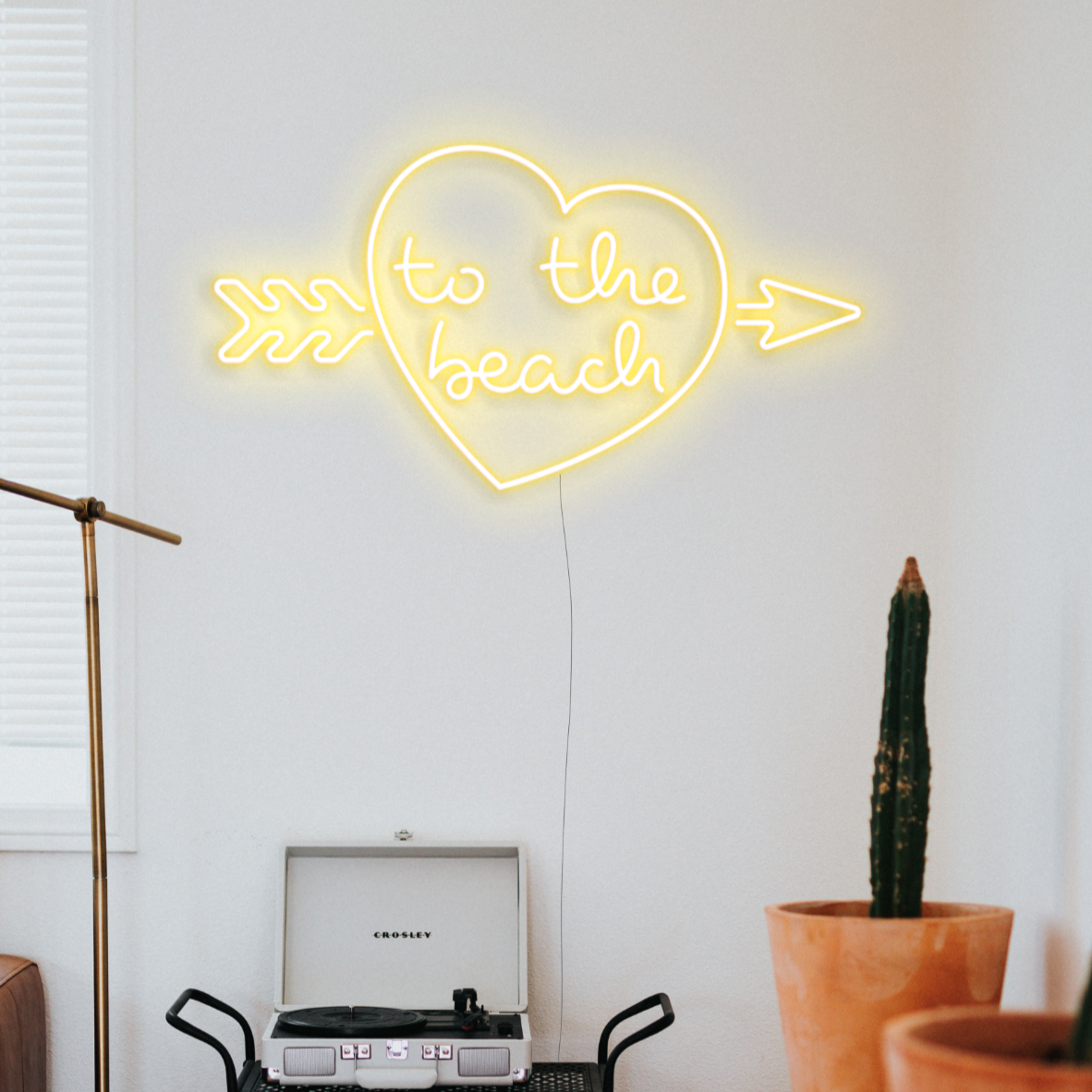 To The Beach LED Neon Sign in Paradise Yellow