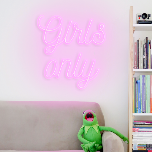 Girls Only Neon Sign in Pastel Pink