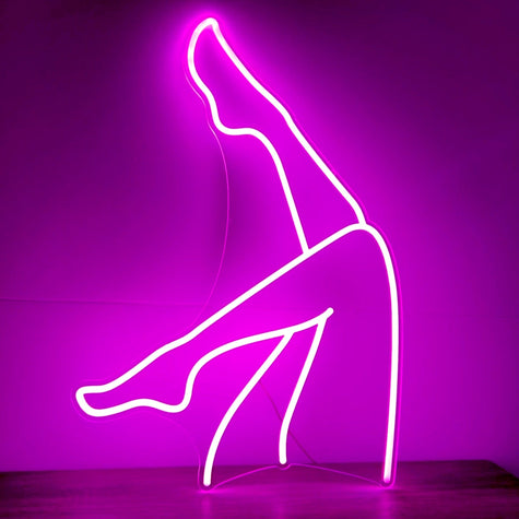 Ladies Legs Neon Sign in Hopeless Romantic Purple