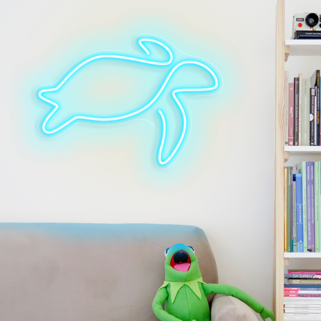 Turtle LED Neon Sign in Glacier Blue