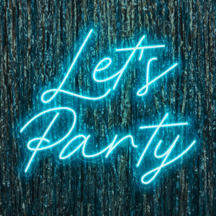 Let's Party Neon Sign in Glacier blue