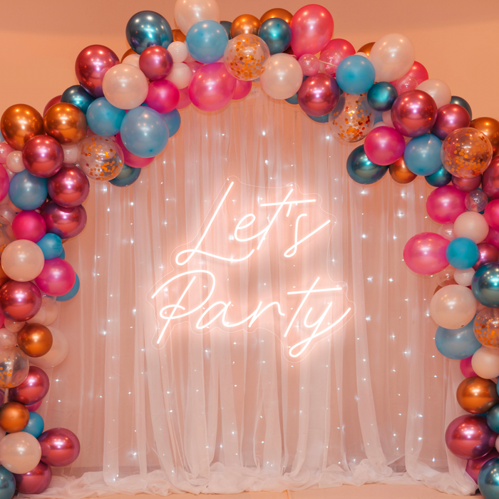 Let's Party Neon Sign in cosy warm white